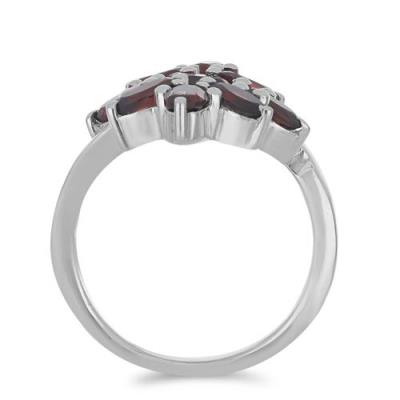 BUY 925 SILVER NATURAL GARNET GEMSTONE CLUSTER RING 